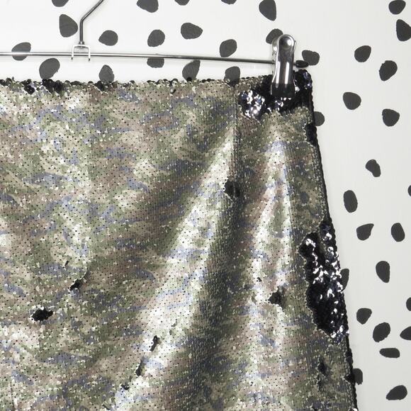 Free People Metallic Camo Print Army Skinny Sequin Mini Skirt - Picture 4 of 9